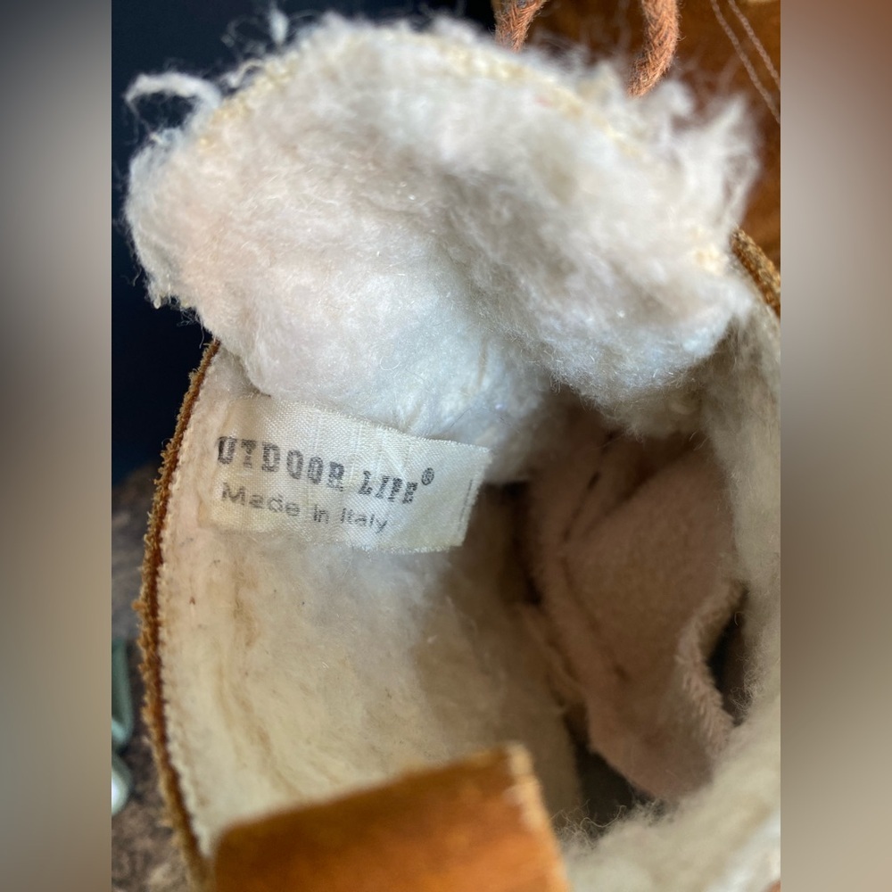 Outdoor Life Made in Italy Brown Suede Shearling Boots Vintage 70s Leather Boho - Picture 5 of 8